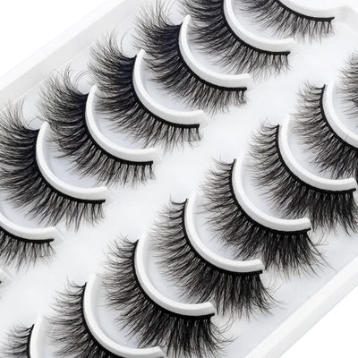HBZGTLAD 10 pairs Eyelashes 3D Natural Long False Lashes Fluffy Soft Cross Manga Lashes Wispy Natural Eyelash Extension Makeup - Fullshopping