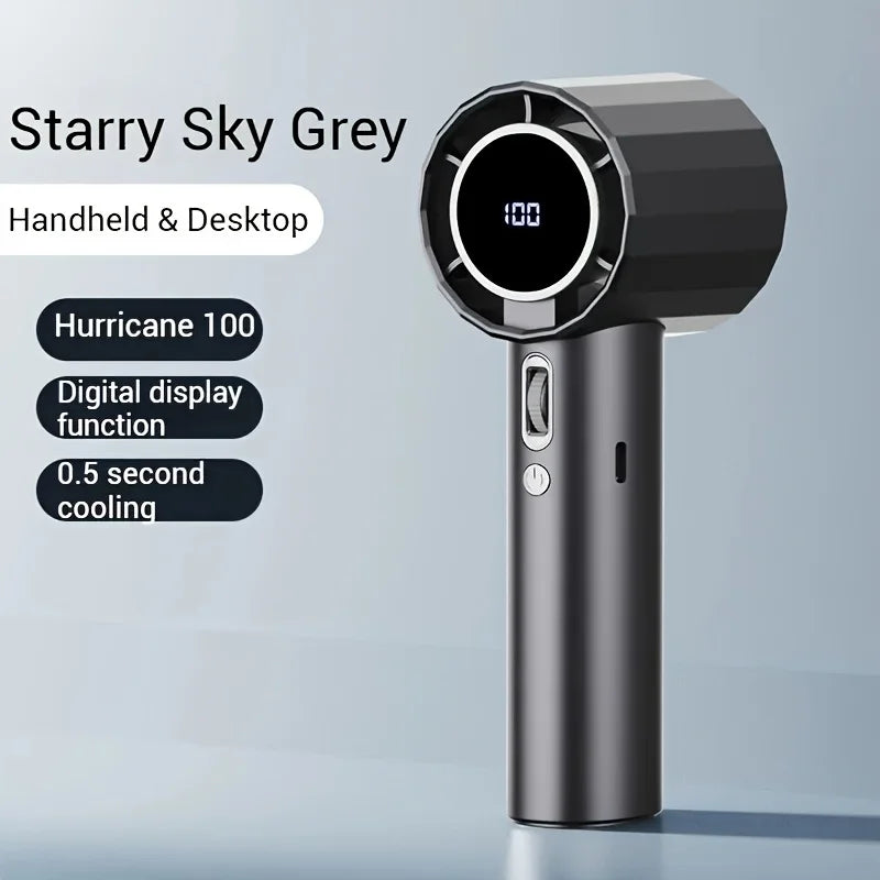 USB Rechargeable Handheld Turbo Fan Outdoor Portable Hand Fan Digital Display Handfan High Speed Fans For Indoor and Outdoor Use - Fullshopping