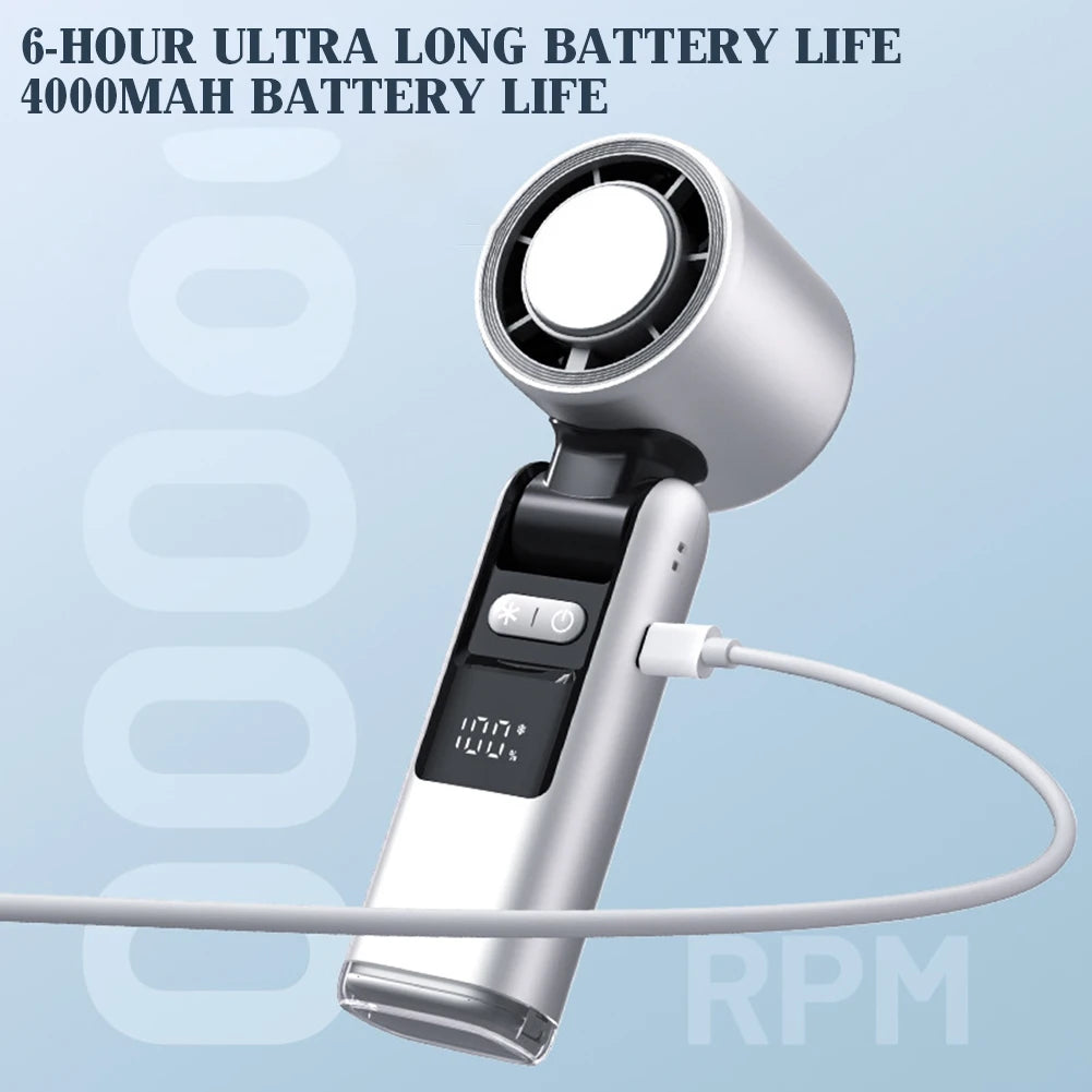 Portable Hand Fan Speed 1-100 Turbos Chilled Mini Bladeless Handheld Fan USB Rechargeable Personal Highspeed Fans Electric Fan - Fullshopping