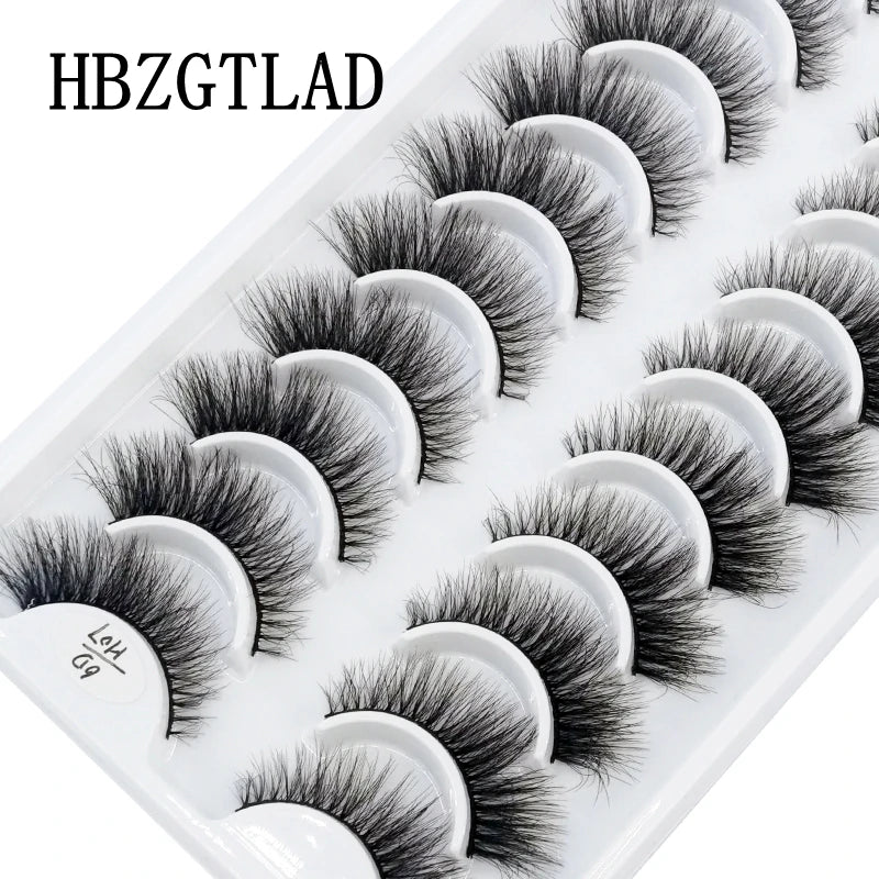 HBZGTLAD 10 pairs Eyelashes 3D Natural Long False Lashes Fluffy Soft Cross Manga Lashes Wispy Natural Eyelash Extension Makeup - Fullshopping