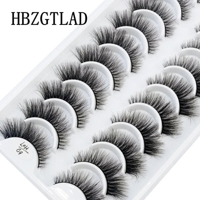 HBZGTLAD 10 pairs Eyelashes 3D Natural Long False Lashes Fluffy Soft Cross Manga Lashes Wispy Natural Eyelash Extension Makeup - Fullshopping