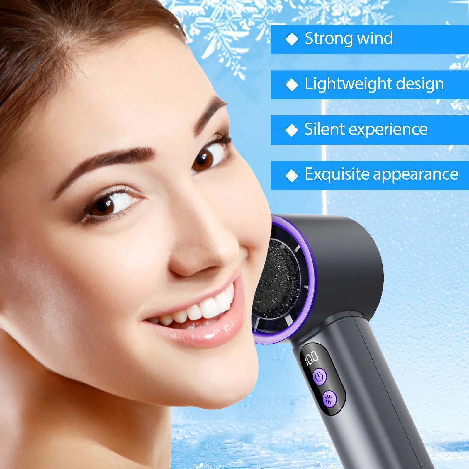 Turbo Fan Portable Hand Fan Mini USB Rechargeable Fan Ice Cooling Fan Handheld Turbo Fan Small Pocket Fan with Digital Display - Fullshopping