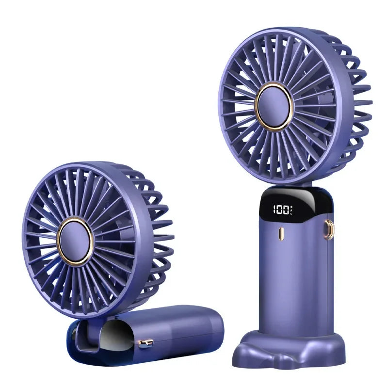 Handheld Fan with Digital Display, Foldable Fan Neck Hanging Fan, USB Charging Mini Fan Suitable for Outdoor Use in Offices - Fullshopping
