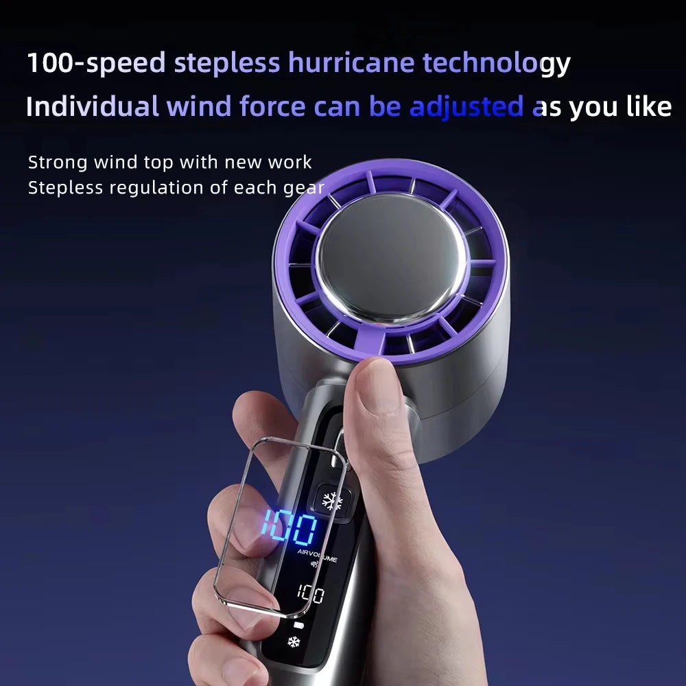 2025 Portable Handheld Turbo Fan100 Wind Speeds Adjustable Mini Personal Fan Battery Operated Electric Ice Compress Handheld Fan - Fullshopping