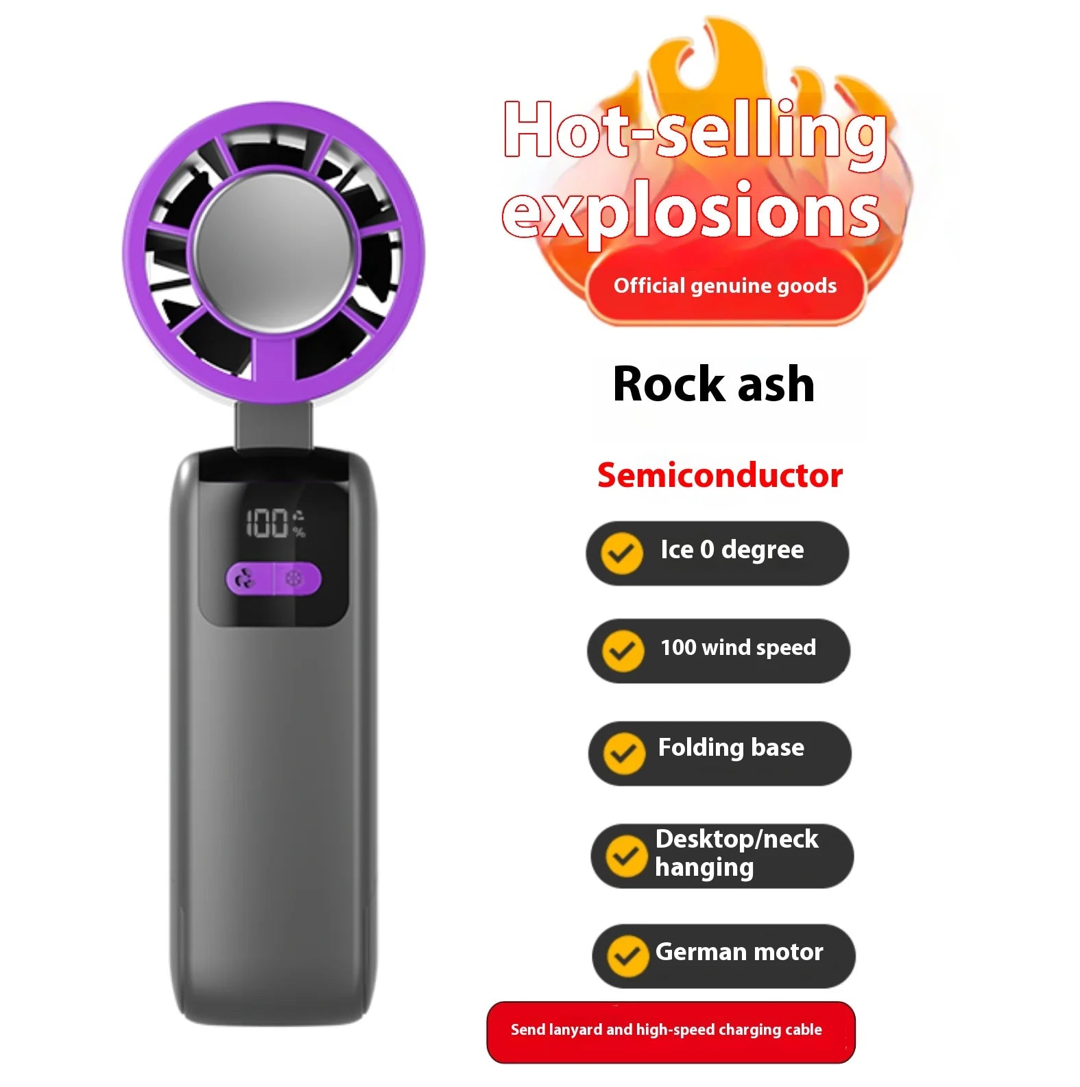 New handheld cooling fan with 100 levels of cooling and folding, portable turbo fan fan - Fullshopping