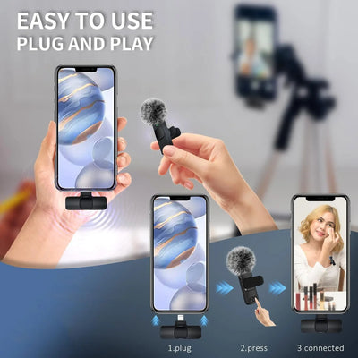 Lavalier Microphone 2.4G Wireless Portable Audio Video Recording Mini Mic for iPhone Android Live Broadcast Gaming Phone - Fullshopping