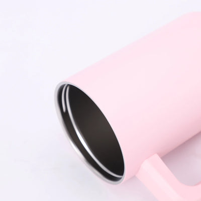 24OZ Car Thermos Cup With Straw Handle,Double Stainless Steel Flasks,Large Capacity Drinkware,Outdoor Ice Bullock Water Bottle - Fullshopping