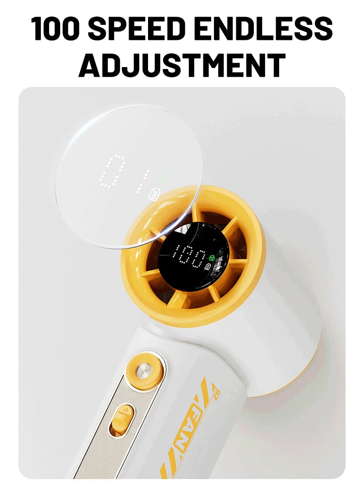 Portable Handheld Turbo Fan 100 Wind Speeds Adjustable Mini Personal Fan USB Rechargeable Battery Operated Electric Pocket Fan - Fullshopping