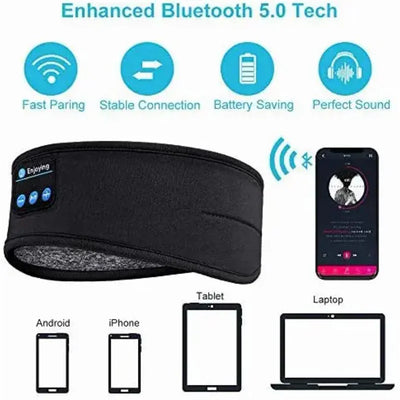 Sleep Mask Bluetooth Sleeping Headphones Headband Thin Soft Elastic Comfortable Wireless Music Headset Eye Mask For Side Sleeper - Fullshopping