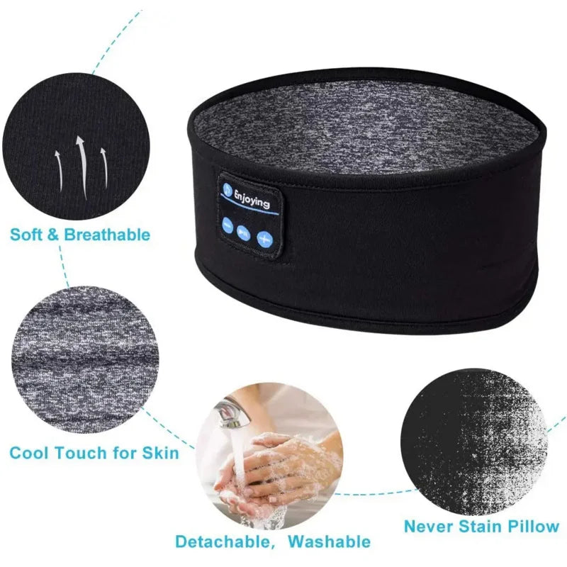 Sleep Mask Bluetooth Sleeping Headphones Headband Thin Soft Elastic Comfortable Wireless Music Headset Eye Mask For Side Sleeper - Fullshopping