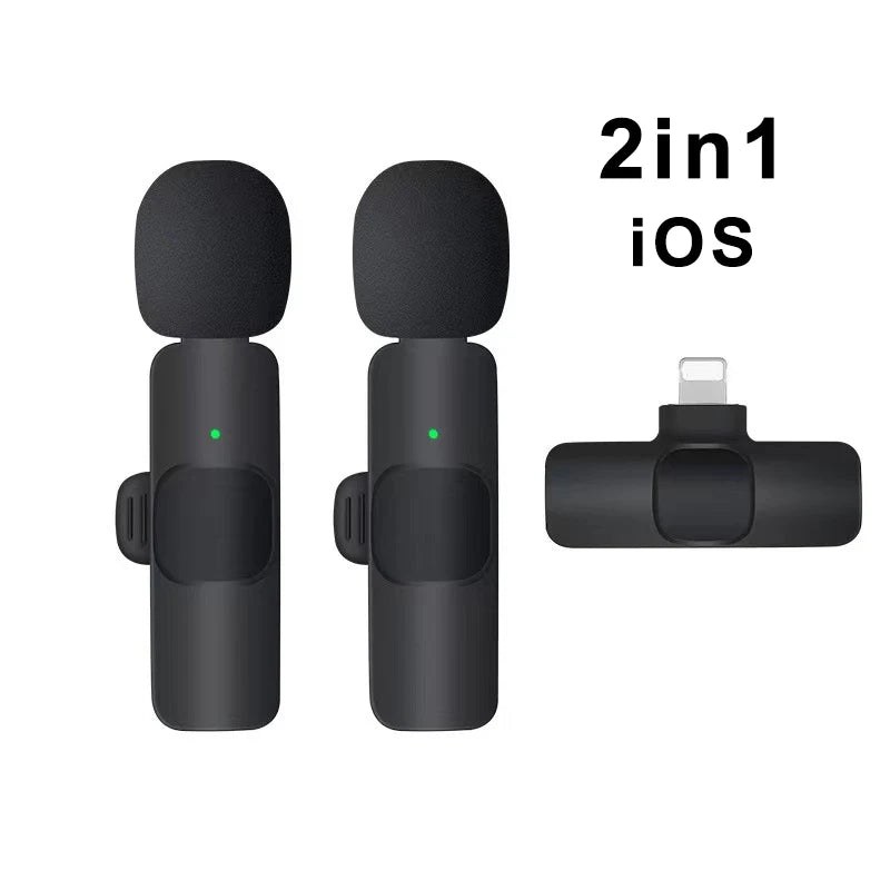 Wireless Lavalier Microphone Mini Portable Audio Video Recording Mic for iPhone Android Live Broadcast Gaming - Fullshopping