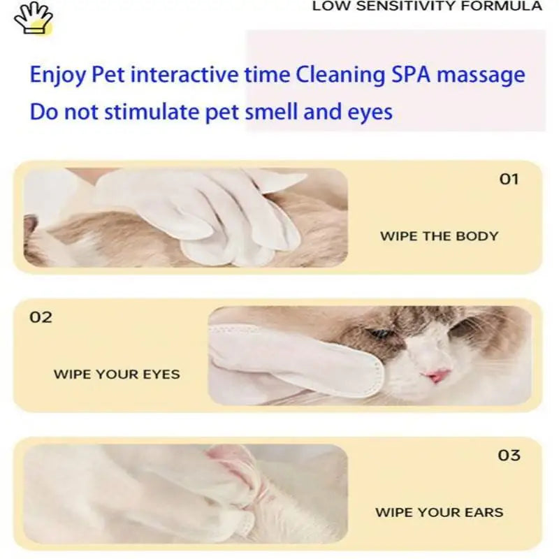 Pet Cleaning Glove Wipes Disposable Pet Grooming Glove for Cats & Dogs, 6 Pieces Per Pack, Pet Cleaning Supplies - Fullshopping