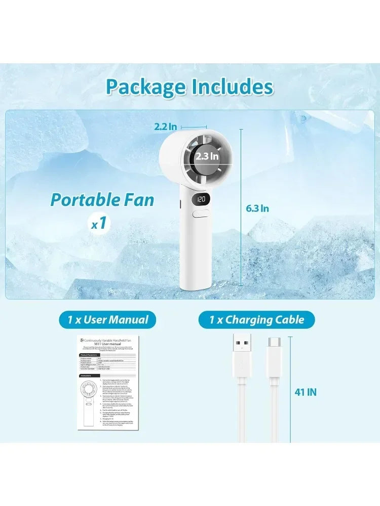 Portable USB Rechargeable Turbo Fan Mini Handheld Display Readout Fan for Outdoor Use Perfect Gift for Kids Car & Girlfriend - Fullshopping