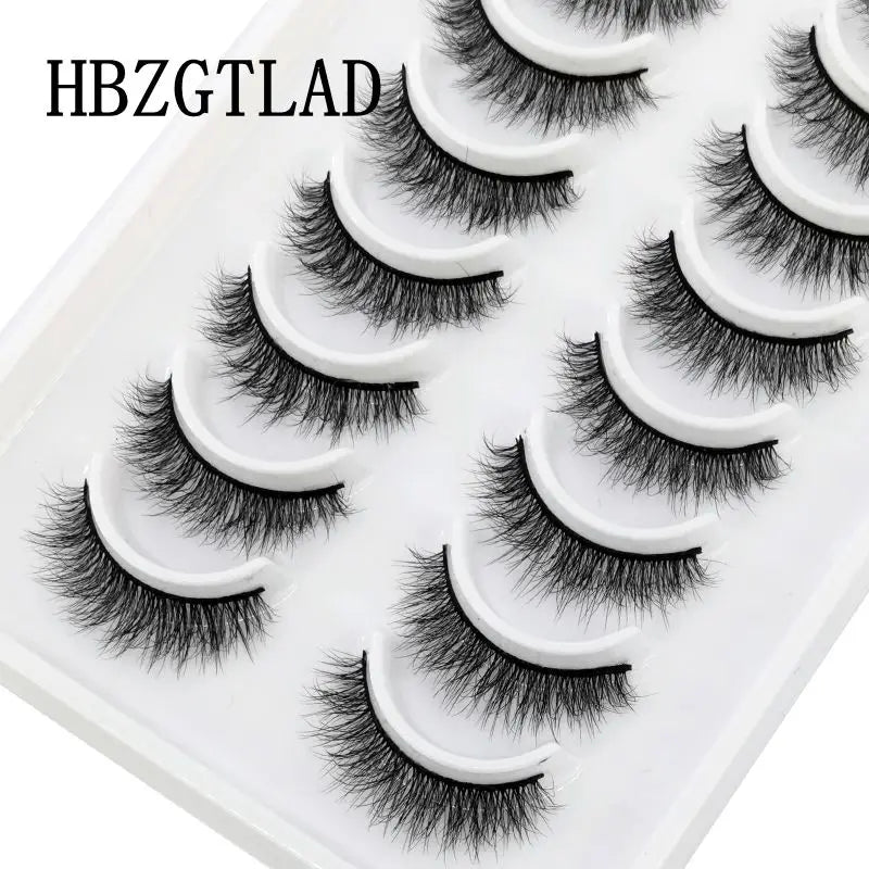 HBZGTLAD 10 pairs Eyelashes 3D Natural Long False Lashes Fluffy Soft Cross Manga Lashes Wispy Natural Eyelash Extension Makeup - Fullshopping
