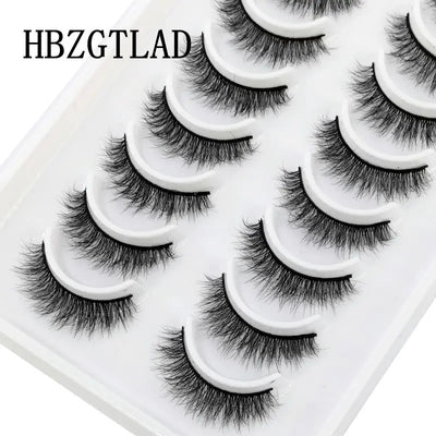 HBZGTLAD 10 pairs Eyelashes 3D Natural Long False Lashes Fluffy Soft Cross Manga Lashes Wispy Natural Eyelash Extension Makeup - Fullshopping