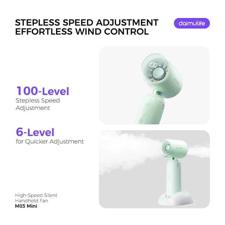 High Speed Handheld Fan 1-100 Stepless Speed Adjustment, Portable Turbo Fan 3 IN 1 Rechargeable Fans 90° Foldable ﻿ - Fullshopping