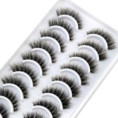HBZGTLAD 10 pairs Eyelashes 3D Natural Long False Lashes Fluffy Soft Cross Manga Lashes Wispy Natural Eyelash Extension Makeup - Fullshopping