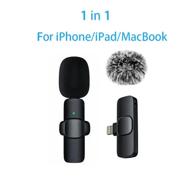 Lavalier Microphone 2.4G Wireless Portable Audio Video Recording Mini Mic for iPhone Android Live Broadcast Gaming Phone - Fullshopping