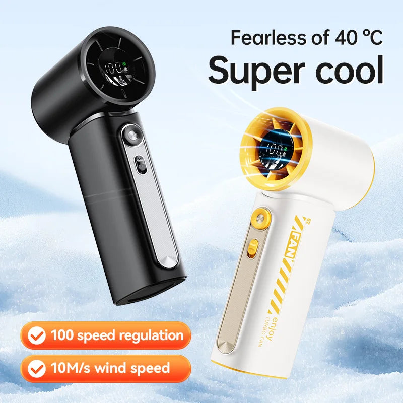 New Portable Turbo Small Air Cannon Handheld Fan 100 Wind Speeds Adjustable Mini Electric Fan USB Charging Fan Outdoor Mini Fan - Fullshopping