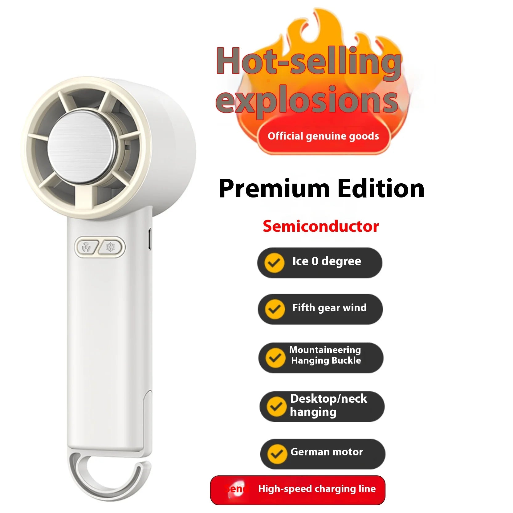 New handheld cooling fan with 100 levels of cooling and folding, portable turbo fan fan - Fullshopping