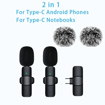 Lavalier Microphone 2.4G Wireless Portable Audio Video Recording Mini Mic for iPhone Android Live Broadcast Gaming Phone - Fullshopping