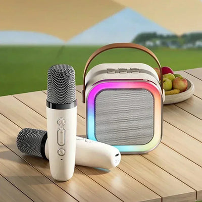 K12 Wireless Bluetooth Speaker Multifunction with 2 Microphone RGB Portable Music Player Karaoke Machine for Child Home Gift - Fullshopping