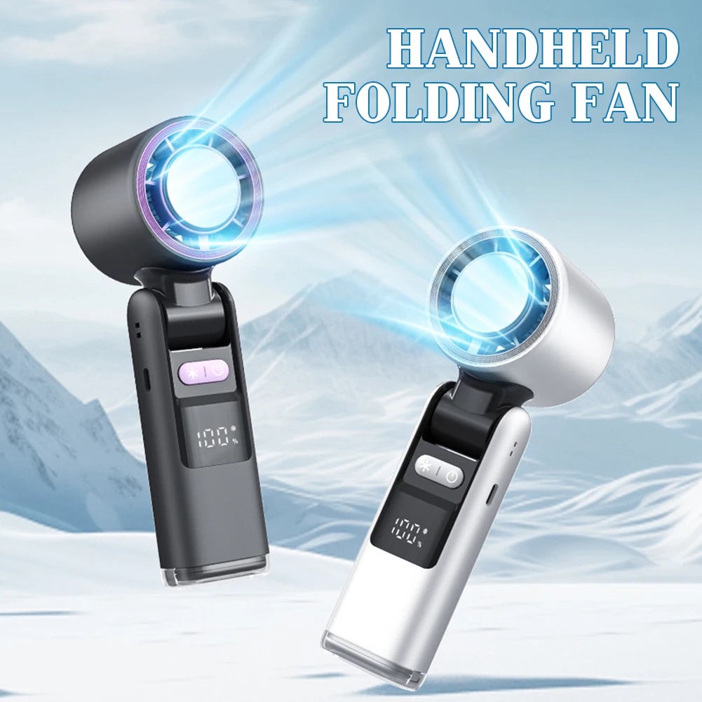 Portable Hand Fan Speed 1-100 Turbos Chilled Mini Bladeless Handheld Fan USB Rechargeable Personal Highspeed Fans Electric Fan - Fullshopping