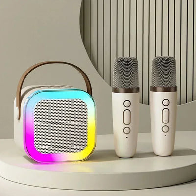K12 Wireless Bluetooth Speaker Multifunction with 2 Microphone RGB Portable Music Player Karaoke Machine for Child Home Gift - Fullshopping