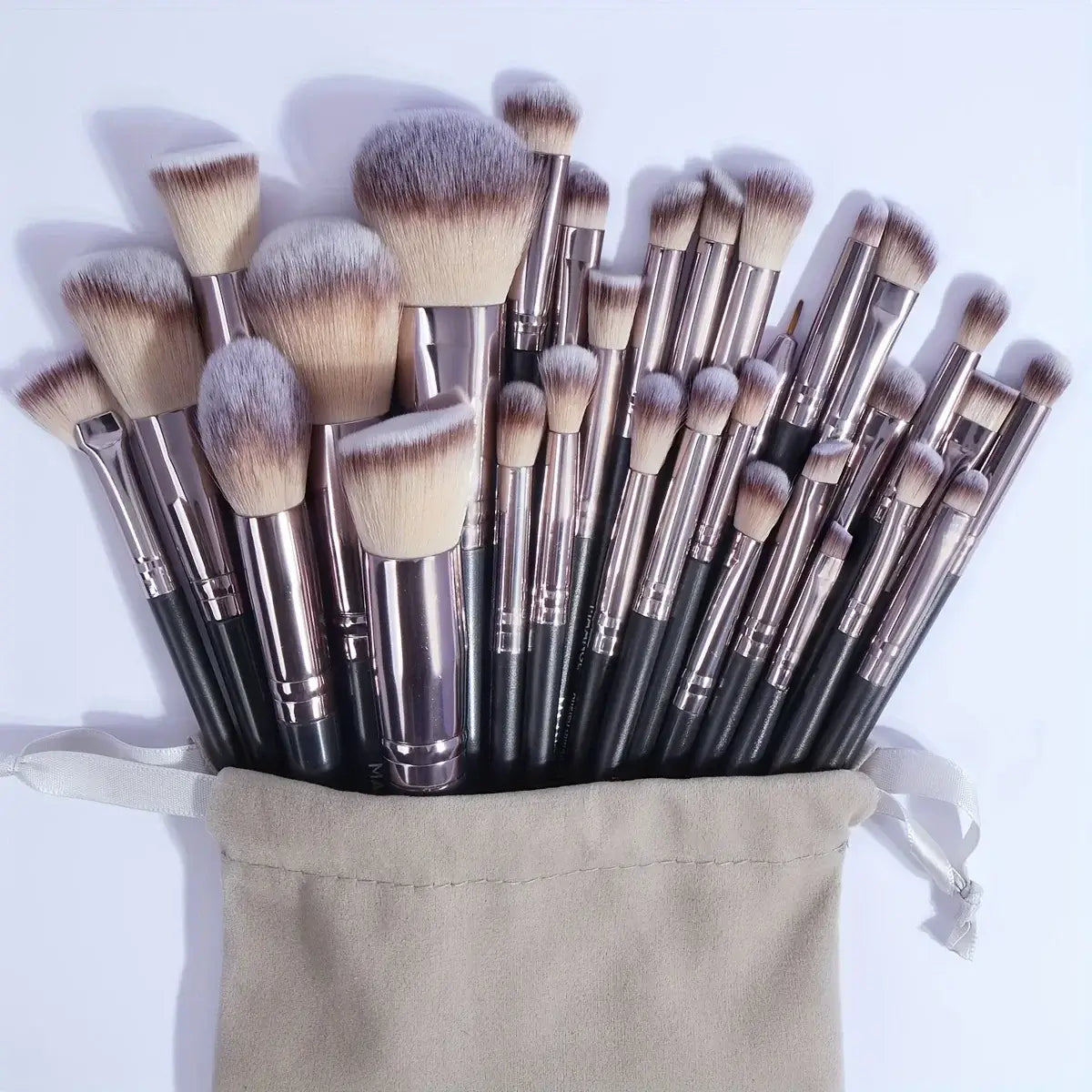 MAANGE 30pcs Professional Makeup Brush Set Foundation Concealers Eye Shadows Powder Blush Blending Brushes Beauty Tools with Bag - Fullshopping