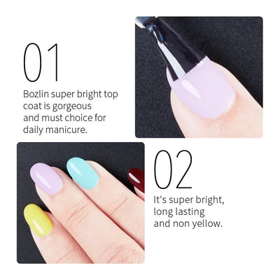 BOZLIN 15ML Super Top Coat  Function Gel No Wipe Matte Top Gel Transparent Soak Off  UV LED Nail Art Manicure Gel Varnish Primer - Fullshopping