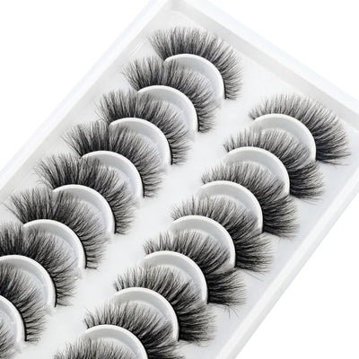 HBZGTLAD 10 pairs Eyelashes 3D Natural Long False Lashes Fluffy Soft Cross Manga Lashes Wispy Natural Eyelash Extension Makeup - Fullshopping