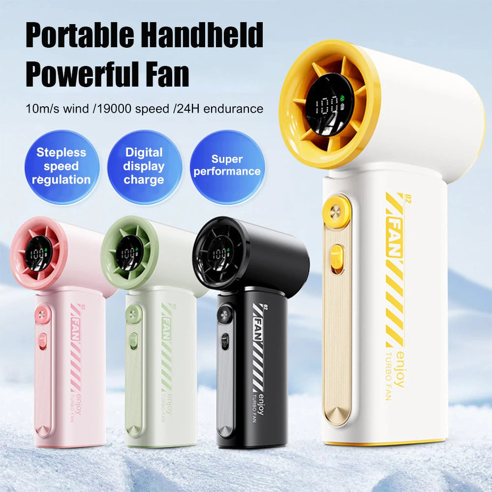 Portable Handheld Turbo Fan 100 Wind Speeds Adjustable Mini Personal Fan USB Rechargeable Battery Operated Electric Pocket Fan - Fullshopping