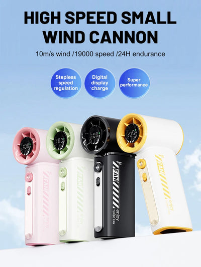 Portable Handheld Turbo Fan 100 Wind Speeds Adjustable Mini Personal Fan USB Rechargeable Battery Operated Electric Pocket Fan - Fullshopping