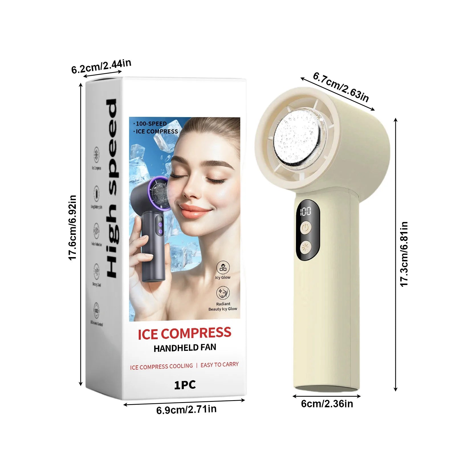 Turbo Fan Portable Handheld Cooling Fan Mini USB Ice Fan With Digital Display Outdoor Personal Camping Turbo Cold Air Fan - Fullshopping