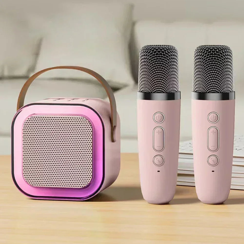 K12 Wireless Bluetooth Speaker Multifunction with 2 Microphone RGB Portable Music Player Karaoke Machine for Child Home Gift - Fullshopping