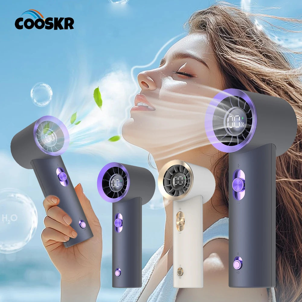 Portable Fan Turbo Wind 100 Strong Speed Mini Cooling Fan Electric Handheld Fan with Digital Display 1800mAh USB Rechargeable - Fullshopping