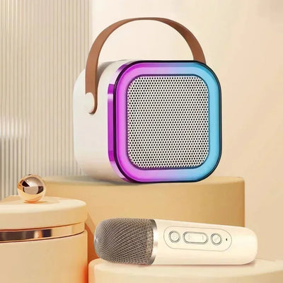 K12 Wireless Bluetooth Speaker Multifunction with 2 Microphone RGB Portable Music Player Karaoke Machine for Child Home Gift - Fullshopping