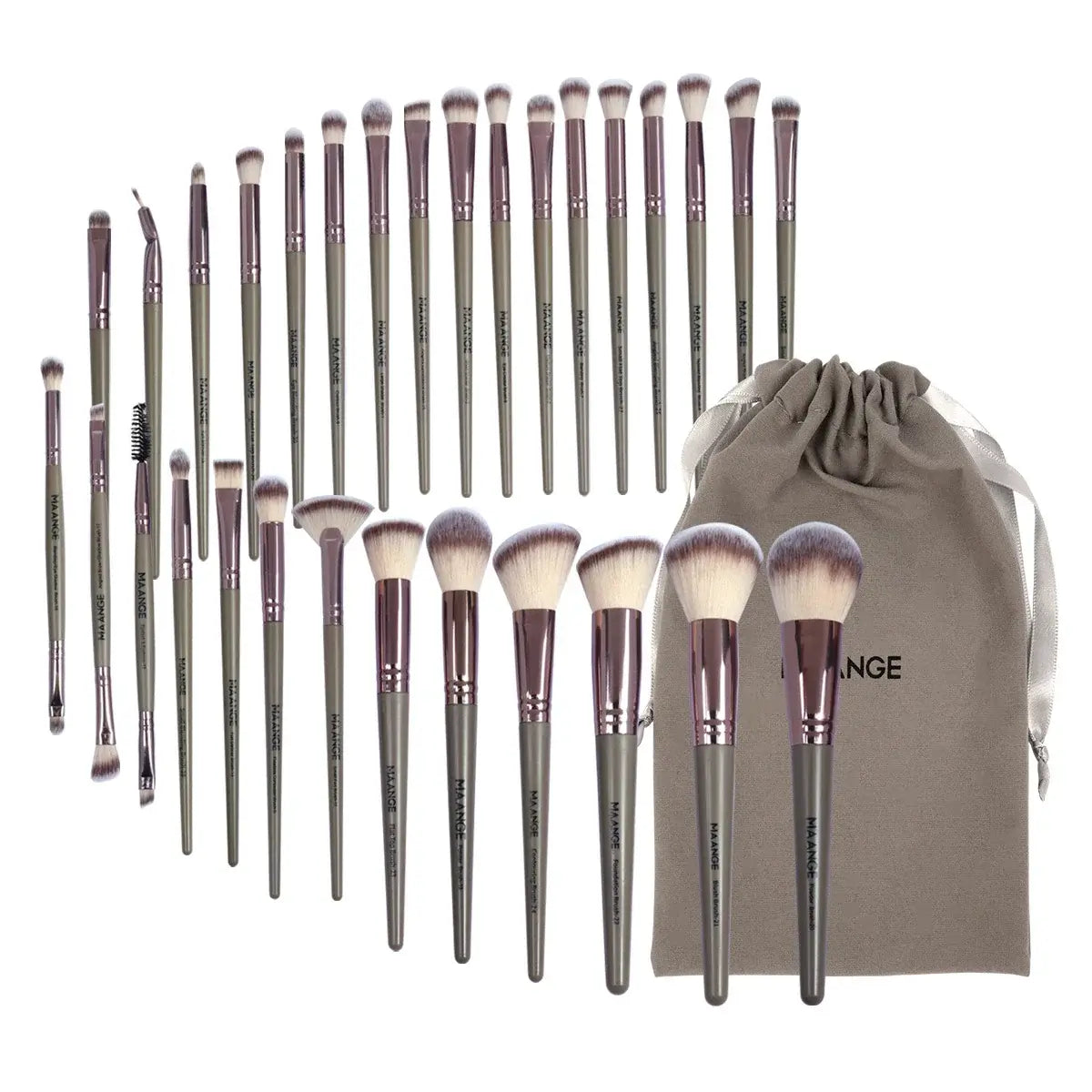 MAANGE 30pcs Professional Makeup Brush Set Foundation Concealers Eye Shadows Powder Blush Blending Brushes Beauty Tools with Bag - Fullshopping