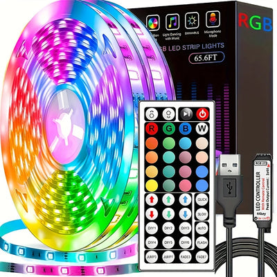 10m 20m Led Strip Lights with 44 Key Remote Control RGB Tape Led Wall Room for Home Bedroom Party Decor TV Backlight - Fullshopping