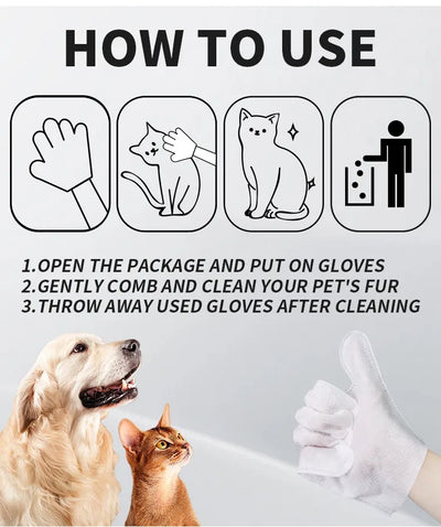 6pcs/bag Pet wash free gloves cats dogs bathing cleaning dry cleaning wipes gloves deodorizing wipes pet products - Fullshopping