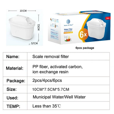 New For Brita Maxtra 2PCS/6PCS Water Filters Cartridge Limescale Chlorine Impurities Purify Kettle Activate Carbon Water Filter - Fullshopping
