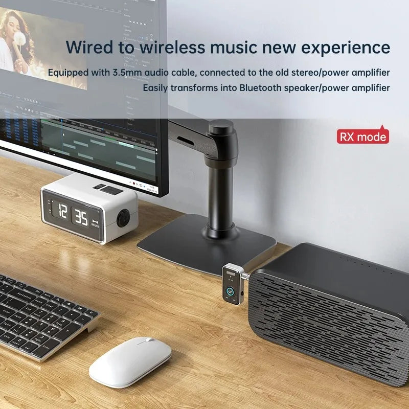 Bluetooth 5.3 Transmitter Receiver Adapter Wireless Audio For Car Music Headphone Speaker 3.5mm Jack AUX Wireless Audio Adapter - Fullshopping
