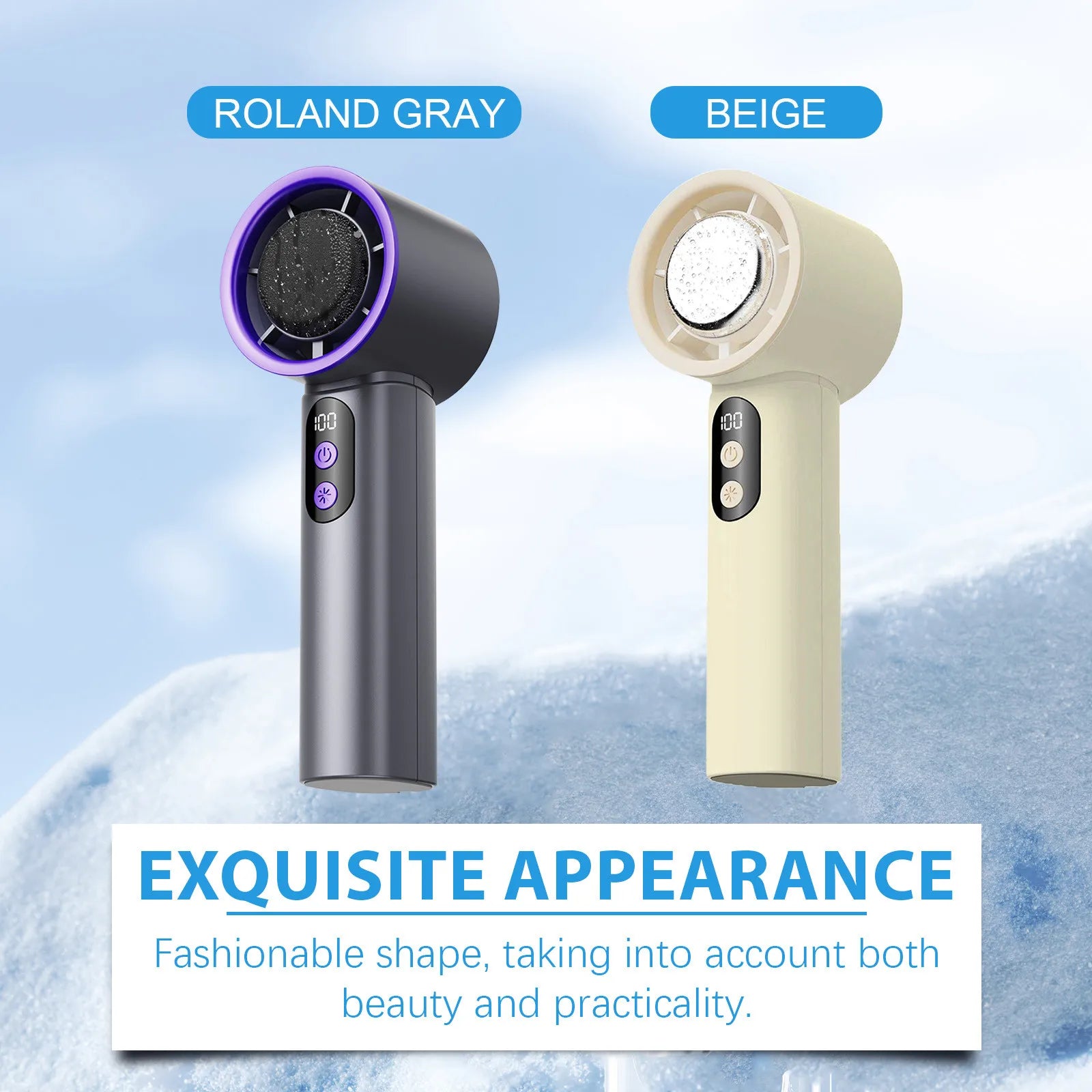 Turbo Fan Portable Hand Fan Mini USB Rechargeable Fan Ice Cooling Fan Handheld Turbo Fan Small Pocket Fan with Digital Display - Fullshopping