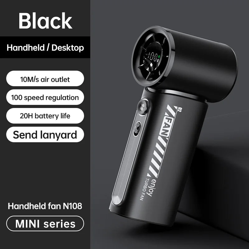 New Portable Turbo Small Air Cannon Handheld Fan 100 Wind Speeds Adjustable Mini Electric Fan USB Charging Fan Outdoor Mini Fan - Fullshopping