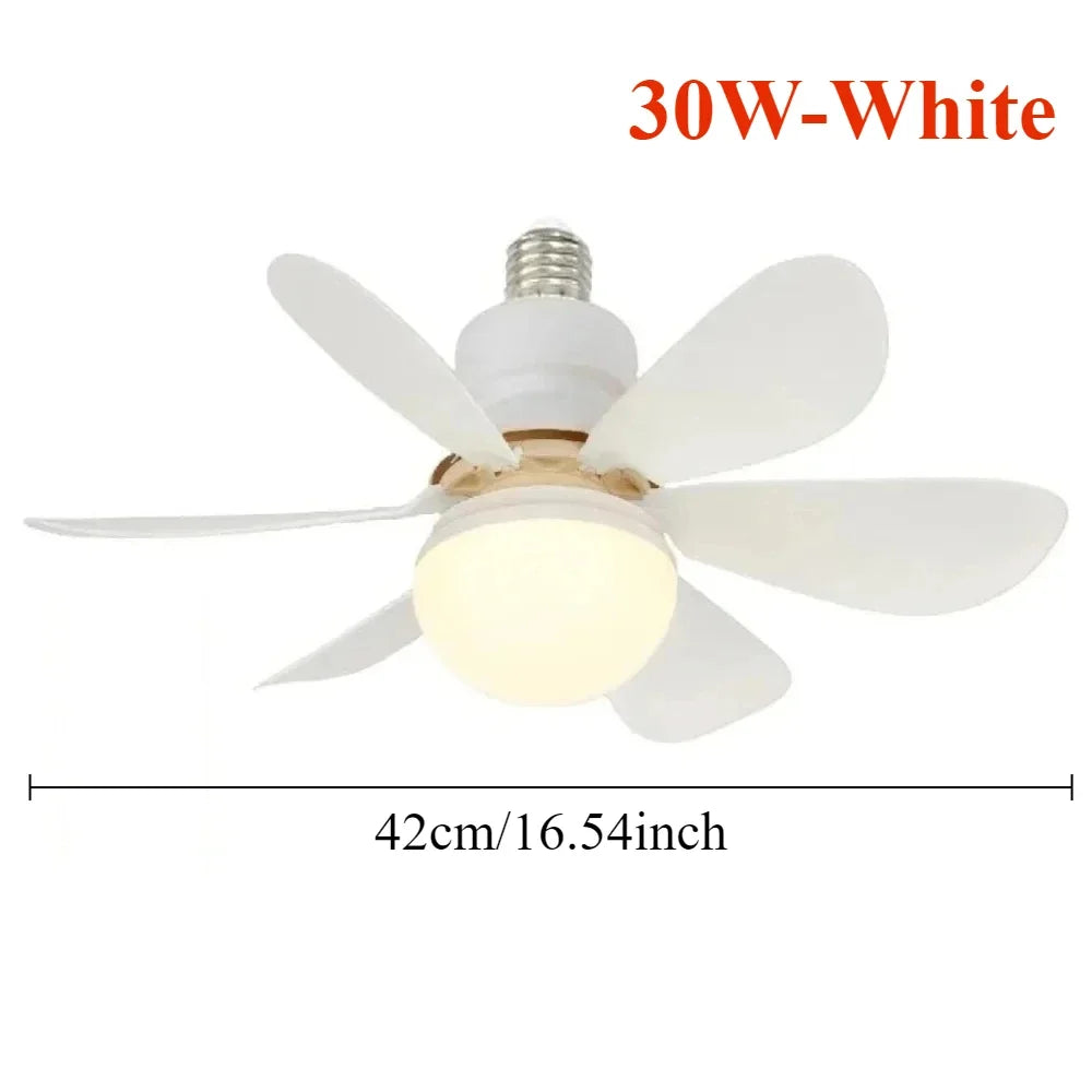 30W/40W Ceiling Fans with Remote Control LED Light Fan, E27 Lamp Base Intelligent Silent Ceiling Fan for Bedroom and Living Room - Fullshopping