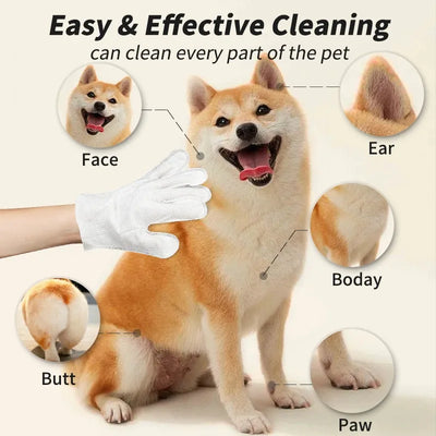 6pcs/bag Pet wash free gloves cats dogs bathing cleaning dry cleaning wipes gloves deodorizing wipes pet products - Fullshopping