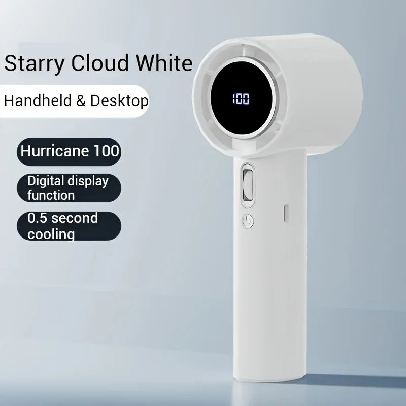 USB Rechargeable Handheld Turbo Fan Outdoor Portable Hand Fan Digital Display Handfan High Speed Fans For Indoor and Outdoor Use - Fullshopping