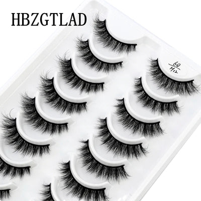HBZGTLAD 10 pairs Eyelashes 3D Natural Long False Lashes Fluffy Soft Cross Manga Lashes Wispy Natural Eyelash Extension Makeup - Fullshopping