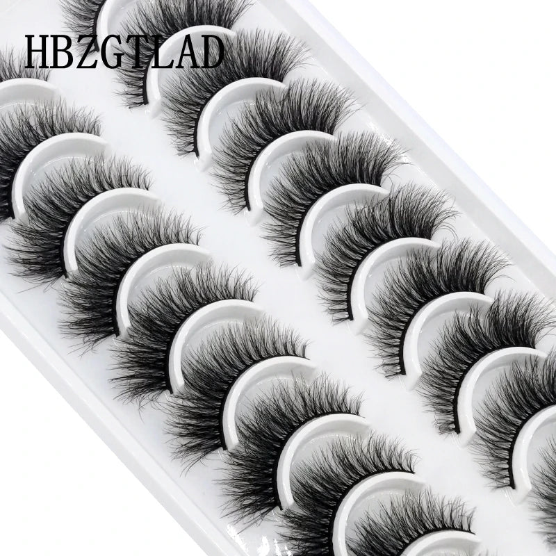 HBZGTLAD 10 pairs Eyelashes 3D Natural Long False Lashes Fluffy Soft Cross Manga Lashes Wispy Natural Eyelash Extension Makeup - Fullshopping