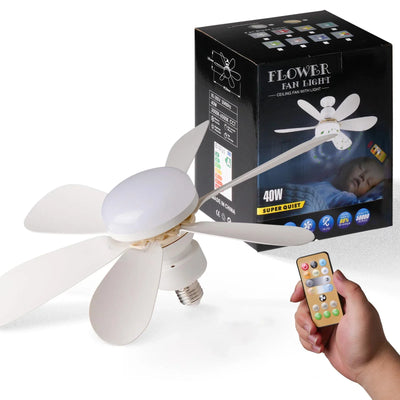 LED 40W ceiling fan light E27 with remote control for dimming, suitable for living room, study, household use, 85-265V - Fullshopping